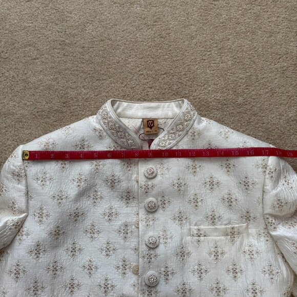 [NEW] Men's Indian Pakistani Sherwani Wedding Suit Cream - Picture 3 of 9